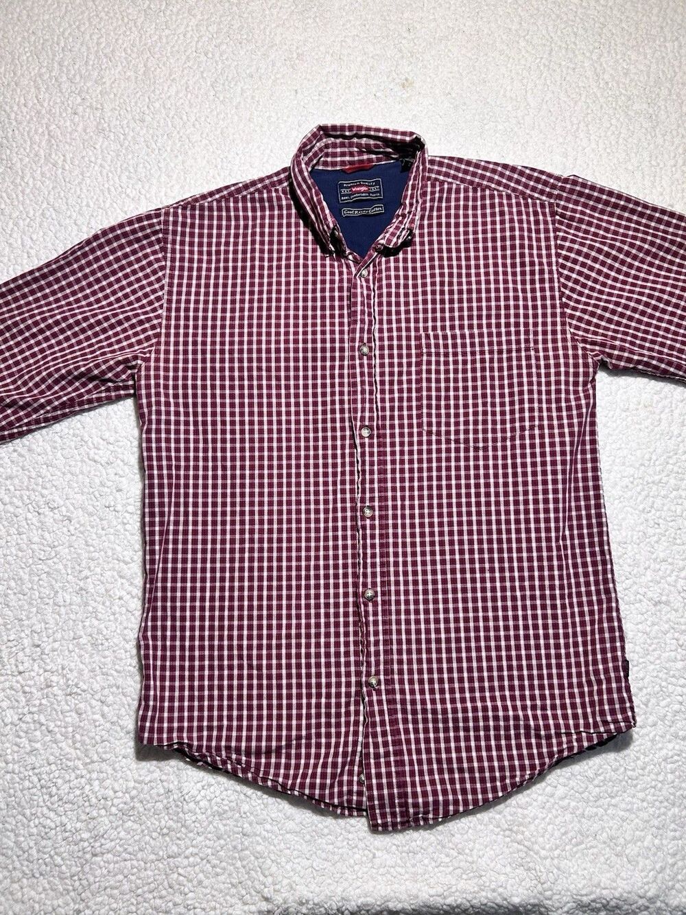 Wrangler Men S Long Sleeve Button Down Shirt Red Plaid Checkered Size Small